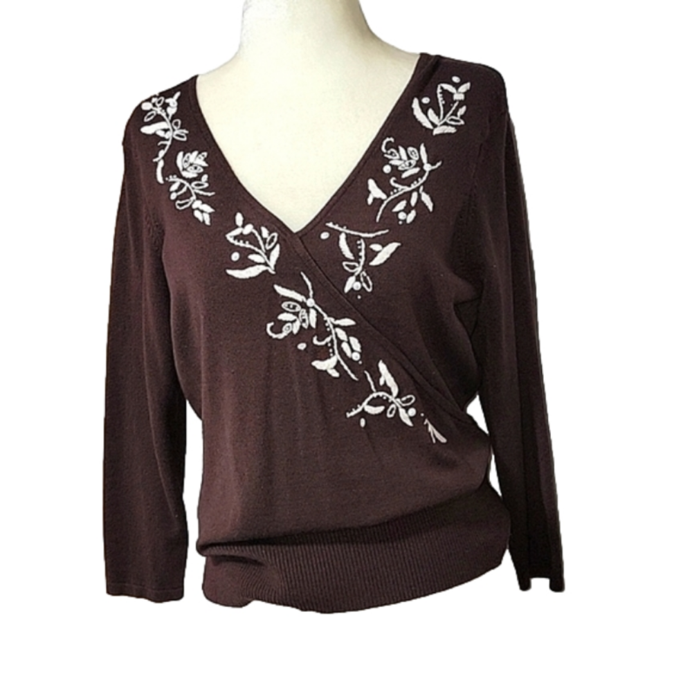 TAILOR by B. MOSS Clothing Company Sweater, embroidered and embellished,  Size S